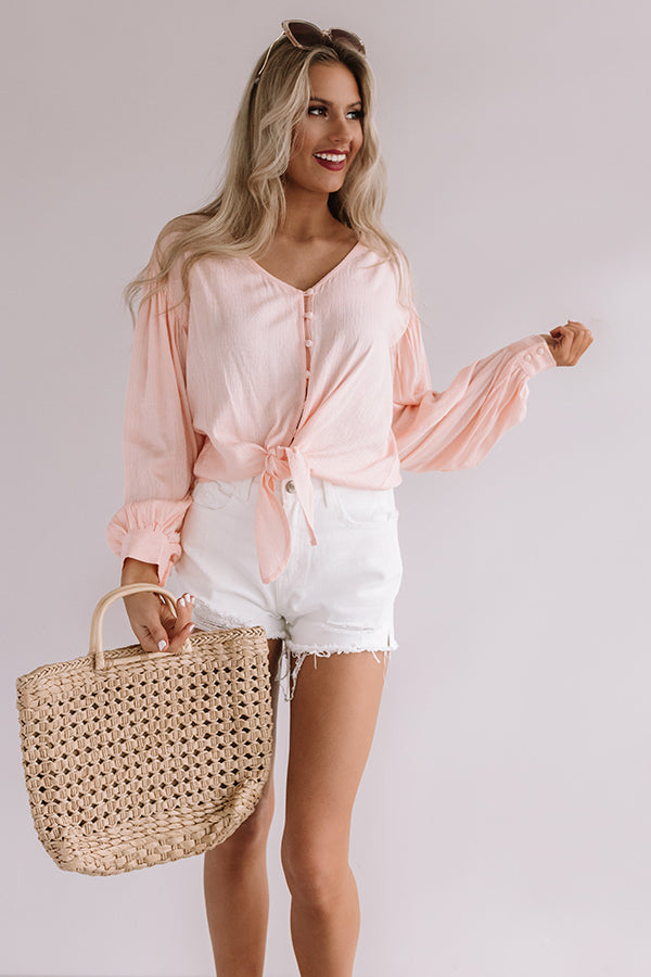 Chic Sentiments Front Tie Top in Peach Image - 2