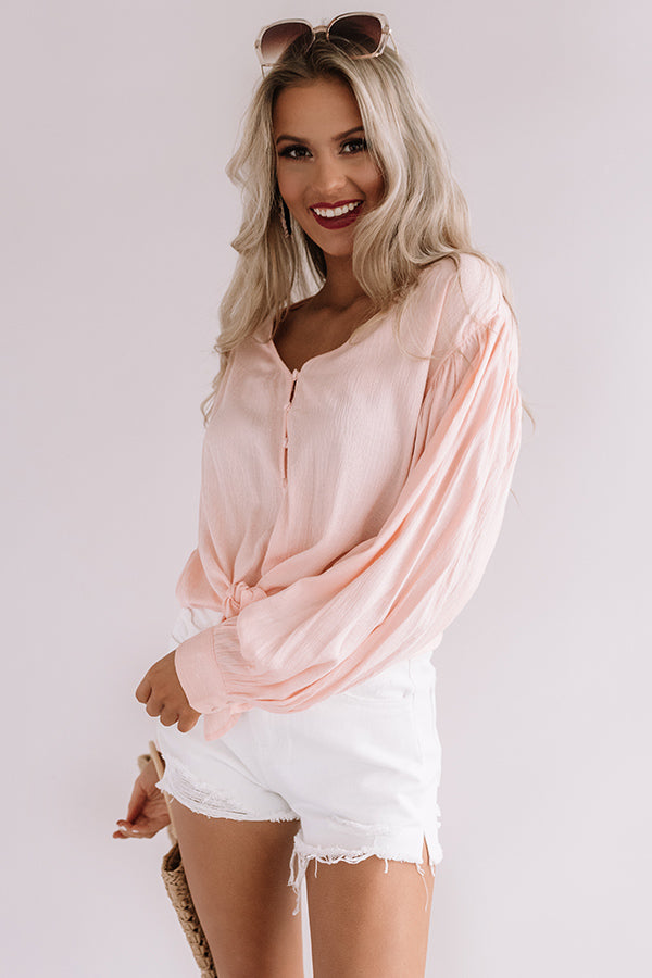 Chic Sentiments Front Tie Top in Peach Image - 5