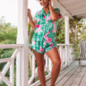 Lounge In Luxury Satin Pajama Top in Palm Leaf Green Image - 1