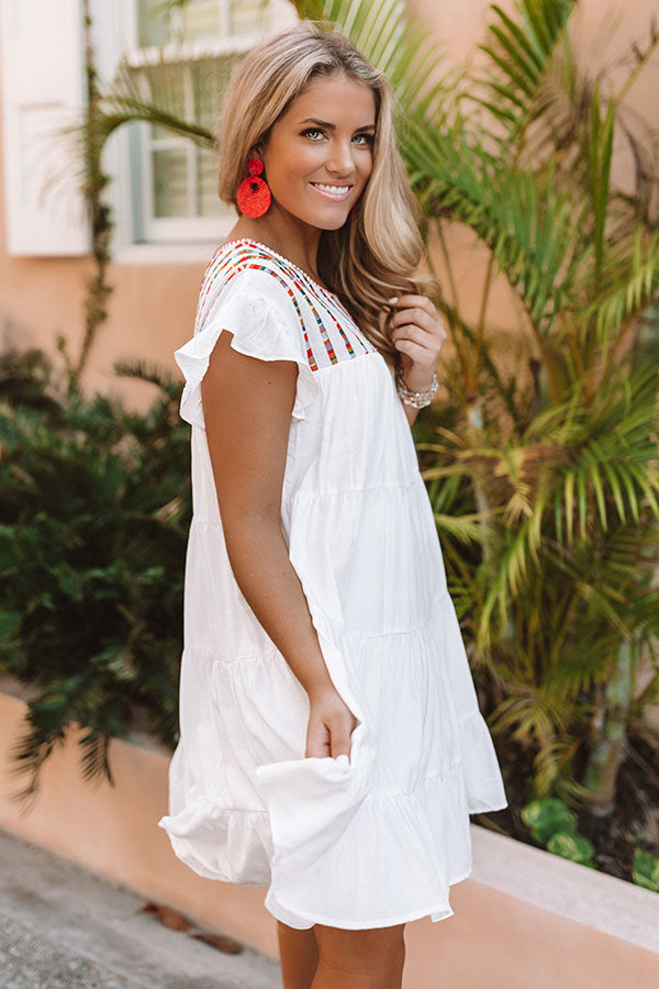 Cabo Cantina Embroidered Shift Dress in White Image - 1