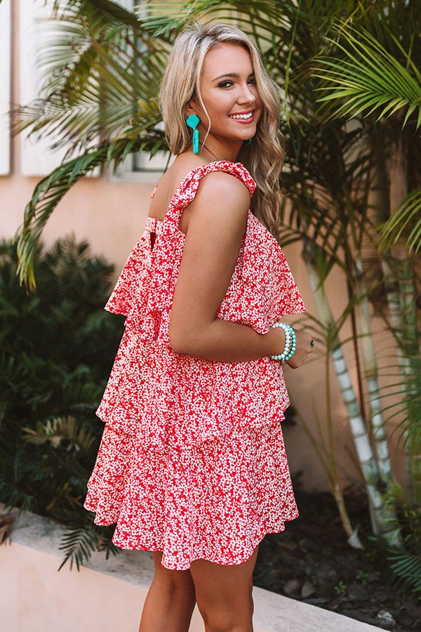Florally Inclined Tiered Shift Dress in Scarlet • Impressions Online ...