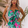 Villa Vacay Front Tie Romper in Palm Leaf Green Image - 1