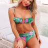 Tans And Tikis Ruffle Bikini Top in Palm Leaf Green Image - 1