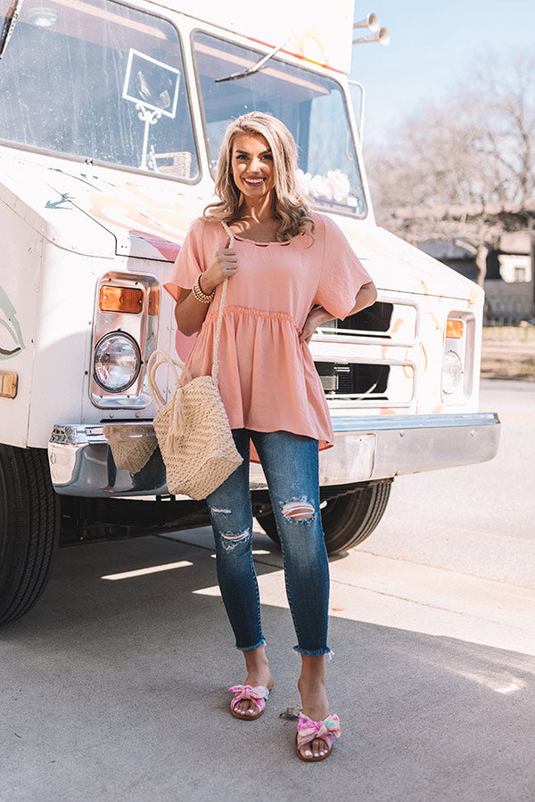 See You Soon Shift Top In Peach Image - 2