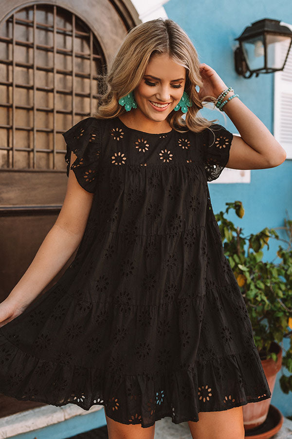 Easy To Excite Eyelet Shift Dress In Black Image - 3