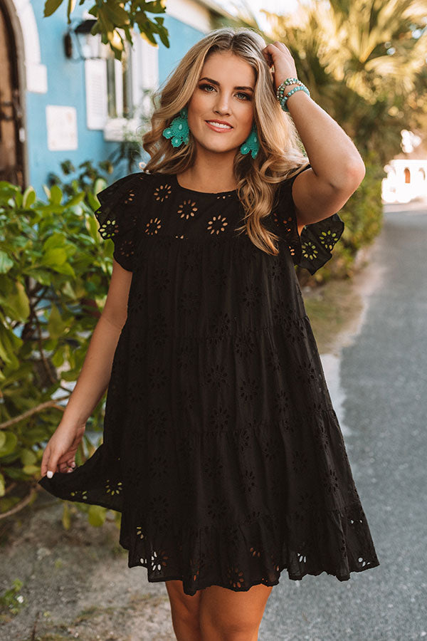 Easy To Excite Eyelet Shift Dress In Black Image - 1