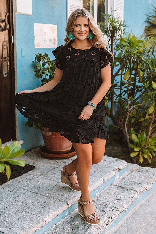 Easy To Excite Eyelet Shift Dress In Black Image - 2