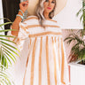 Set For Shore Stripe Babydoll Dress in Golden Honey Image - 1