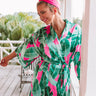 Mimosa Morning Satin Robe in Palm Leaf Green Image - 1