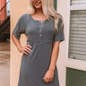 Weekend Bliss Henley Shift Dress in Charcoal Image - 1