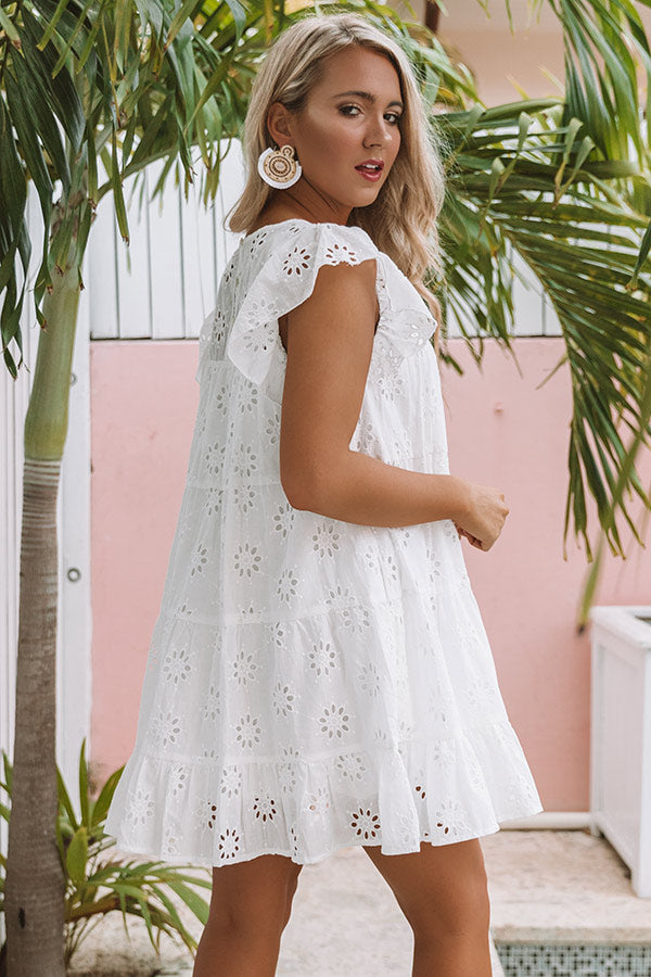 Easy To Excite Eyelet Shift Dress In White Image - 5