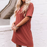 Weekend Bliss Henley Shift Dress in Dark Rust Image - 1