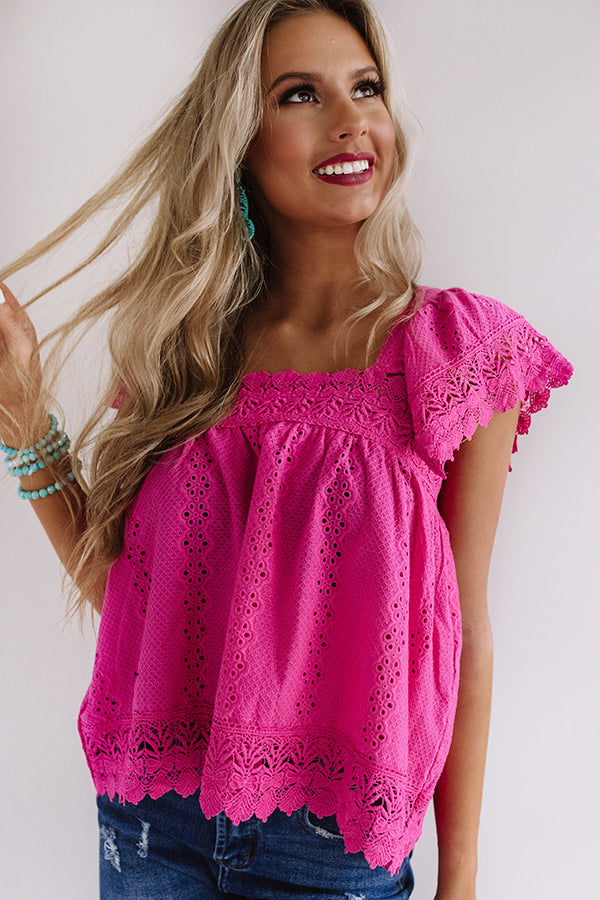 Cabanas In Cabo Crochet Top In Hot Pink Image - 1