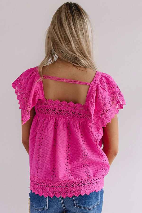 Cabanas In Cabo Crochet Top In Hot Pink Image - 3