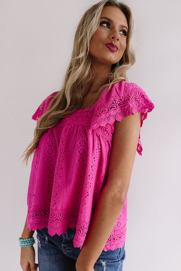 Cabanas In Cabo Crochet Top In Hot Pink Image - 4