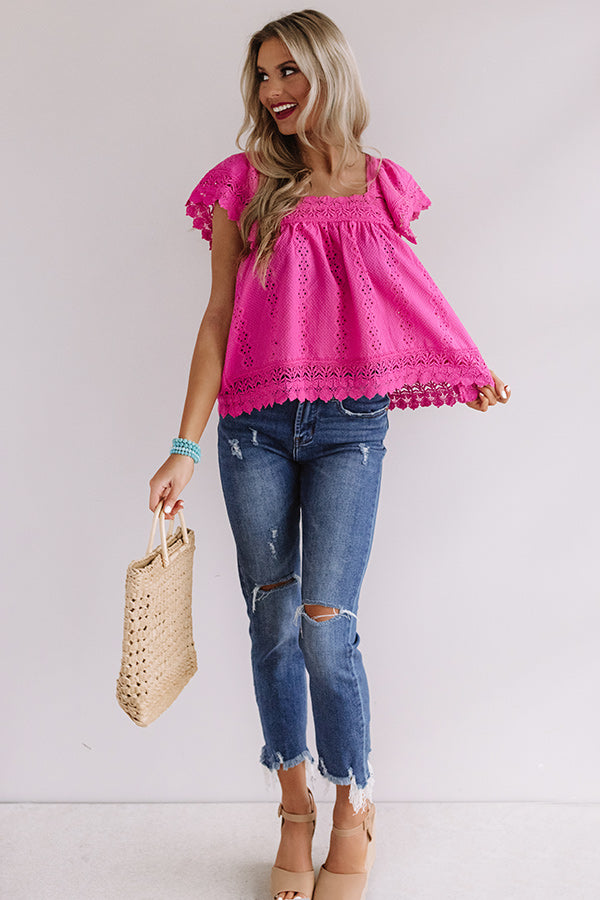Cabanas In Cabo Crochet Top In Hot Pink Image - 2