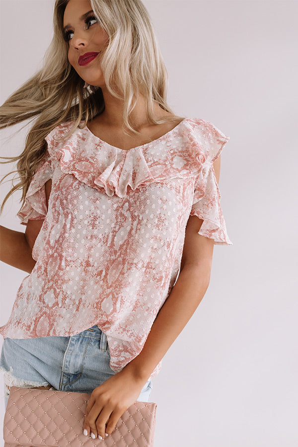 Brunch And Bubbles Snake Print Ruffle Top Image - 4