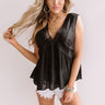 Craving The Coast Crochet Babydoll Top In Black Image - 1
