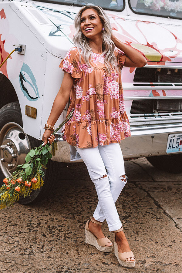 Fleur Fabulous Babydoll Top in Light Rust Image - 2