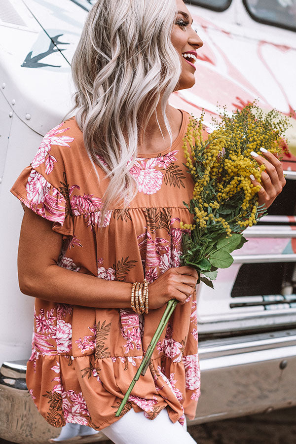 Fleur Fabulous Babydoll Top in Light Rust Image - 4