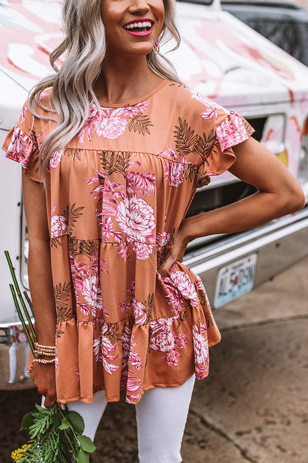 Fleur Fabulous Babydoll Top in Light Rust Image - 1