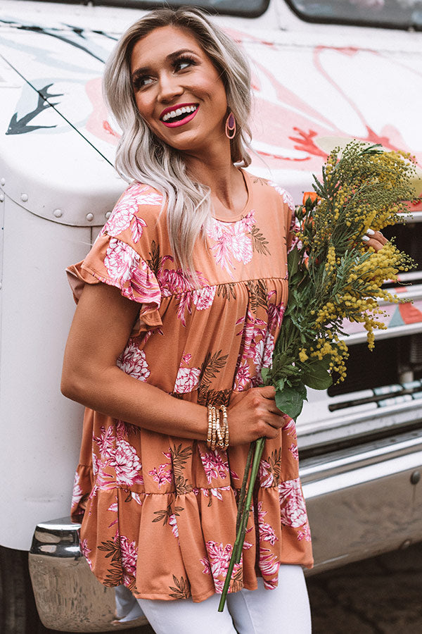 Fleur Fabulous Babydoll Top in Light Rust Image - 3