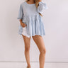Everlasting Happiness Babydoll Top In Sky Blue Image - 1