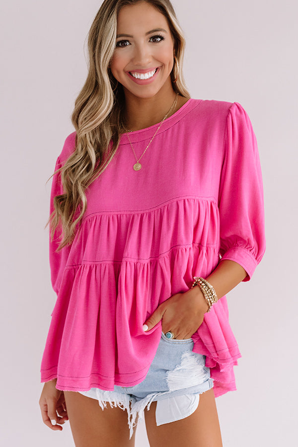 Everlasting Happiness Babydoll Top In Hot Pink • Impressions Online ...