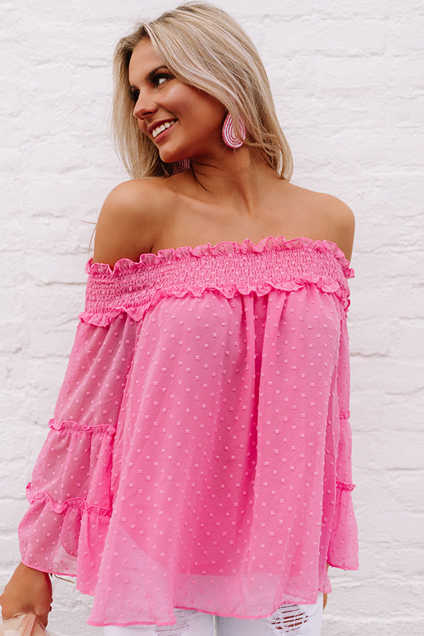 Kissing In Cabo Off Shoulder Top In Pink Image - 3