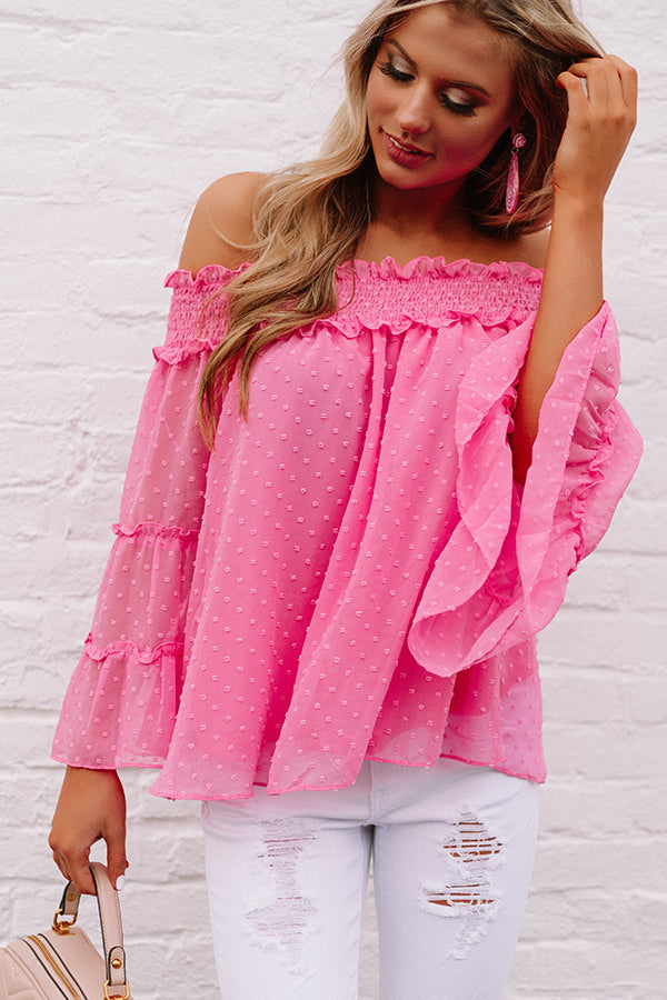 Kissing In Cabo Off Shoulder Top In Pink Image - 4