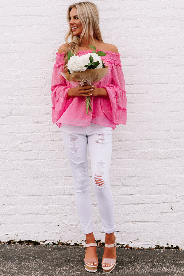Kissing In Cabo Off Shoulder Top In Pink Image - 5