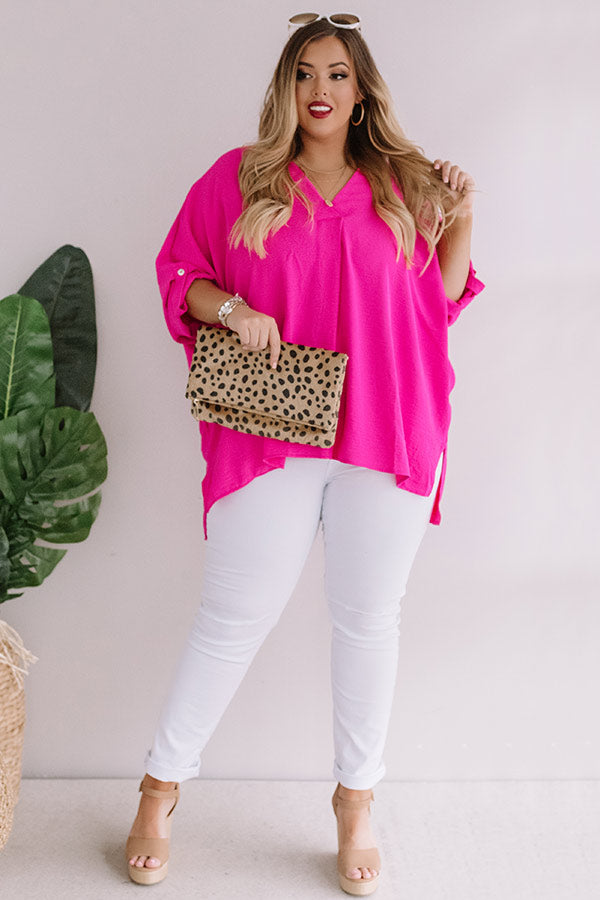 City Sleek Shift Top in Hot Pink Curves Image - 1