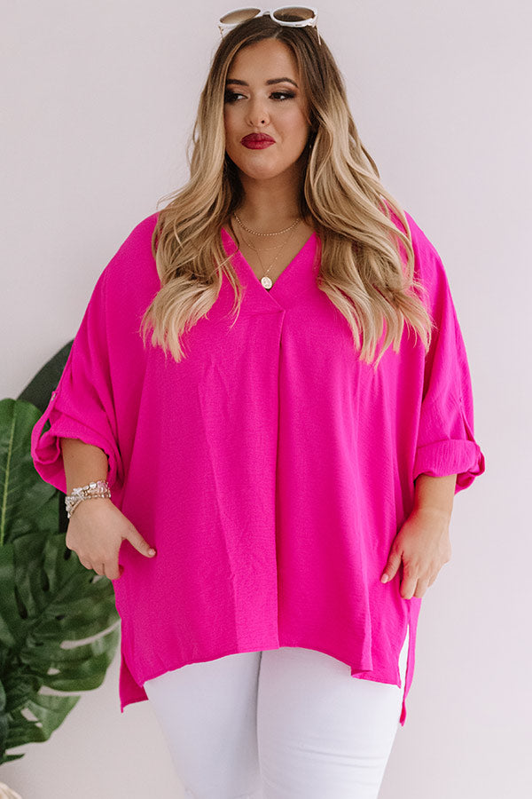 City Sleek Shift Top in Hot Pink Curves Image - 3