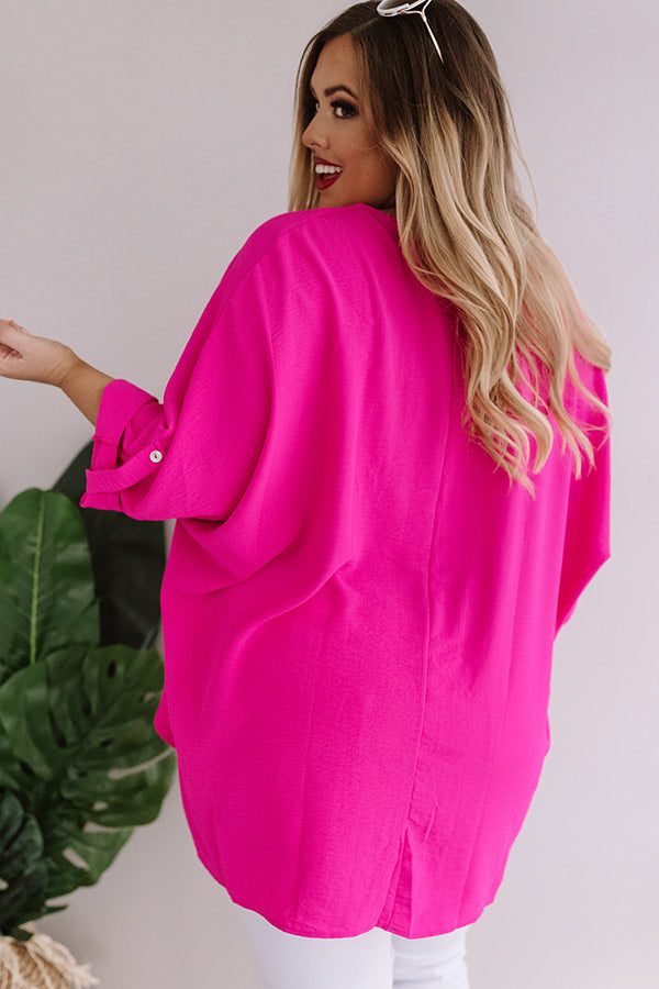 City Sleek Shift Top in Hot Pink Curves Image - 4