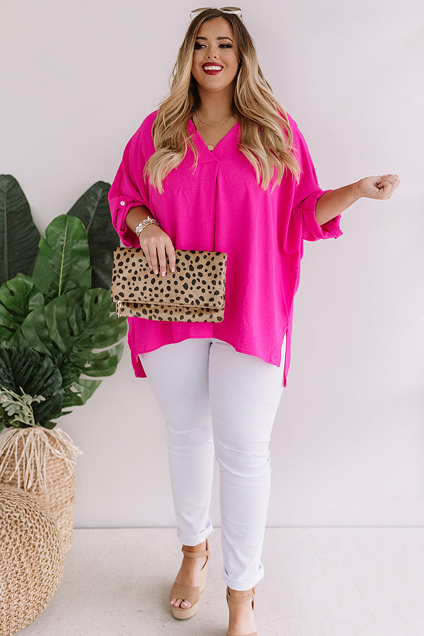 City Sleek Shift Top in Hot Pink Curves Image - 2