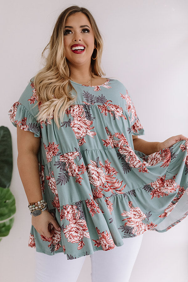 Fleur Fabulous Babydoll Top in Sage Curves Image - 3