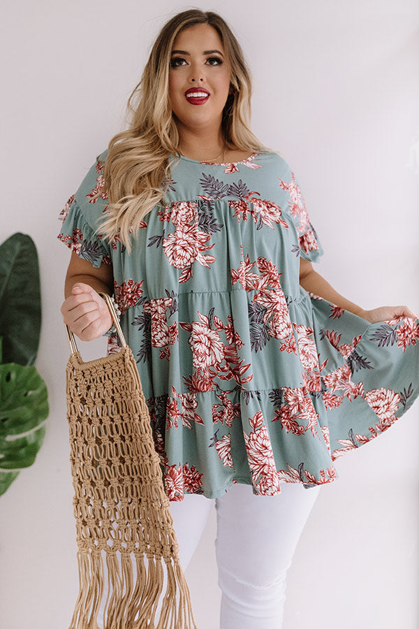 Fleur Fabulous Babydoll Top in Sage Curves Image - 2