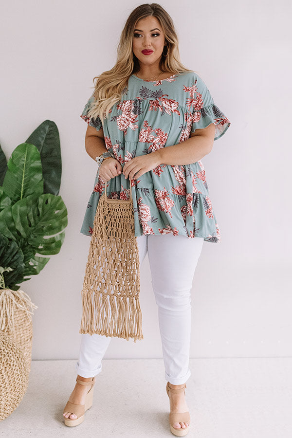 Fleur Fabulous Babydoll Top in Sage Curves Image - 1