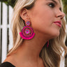 Tuscan Twirls Beaded Earrings In Hot Pink Image - 1
