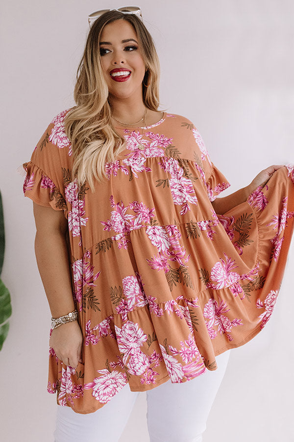 Fleur Fabulous Babydoll Top in Light Rust Curves Image - 3