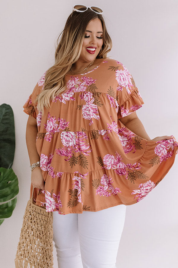 Fleur Fabulous Babydoll Top in Light Rust Curves Image - 1