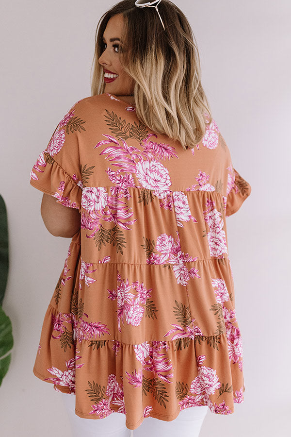 Fleur Fabulous Babydoll Top in Light Rust Curves Image - 5