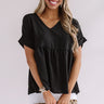 Backseat Sips Babydoll Top in Black Image - 1