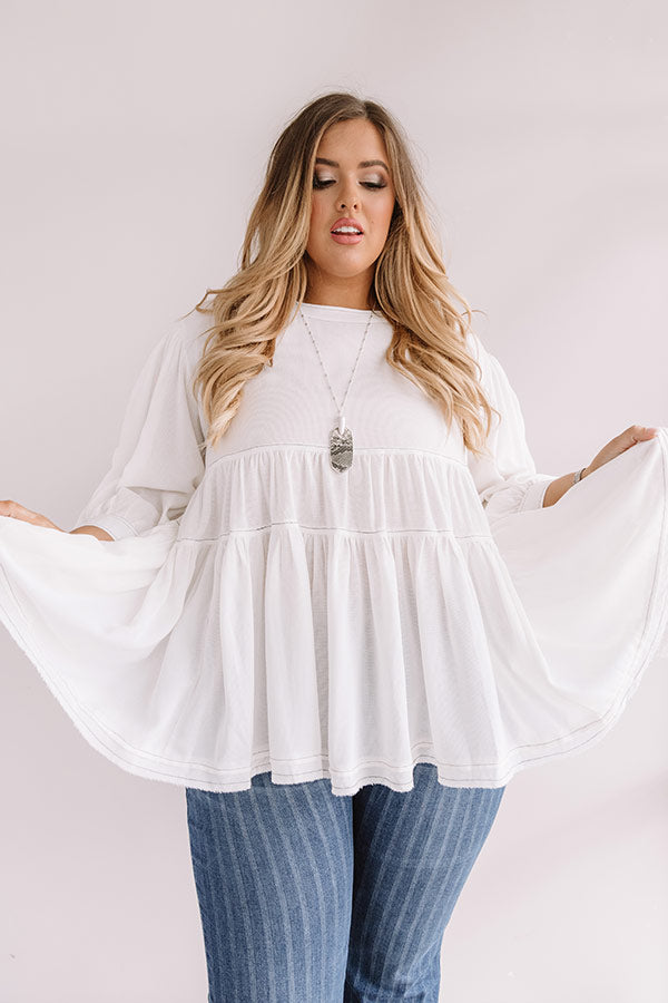 Everlasting Happiness Babydoll Top In White  Curves