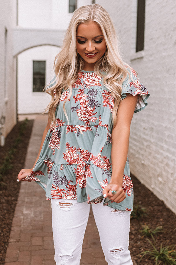 Fleur Fabulous Babydoll Top in Sage Image - 5