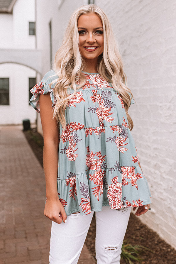 Fleur Fabulous Babydoll Top in Sage Image - 1