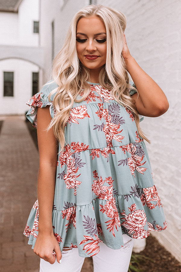 Fleur Fabulous Babydoll Top in Sage Image - 3