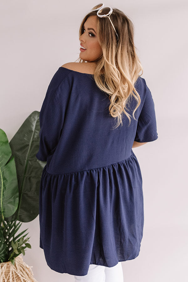 So Relatable Babydoll Tunic Dress In Navy Curves Image - 4