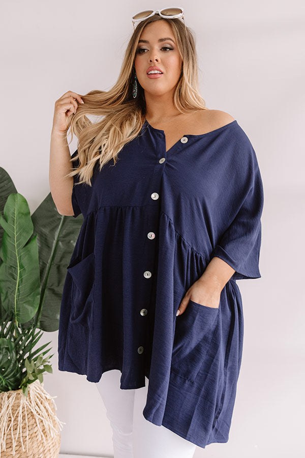 So Relatable Babydoll Tunic Dress In Navy Curves Image - 5