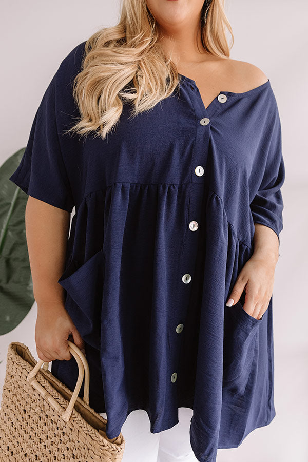 So Relatable Babydoll Tunic Dress In Navy Curves Image - 3